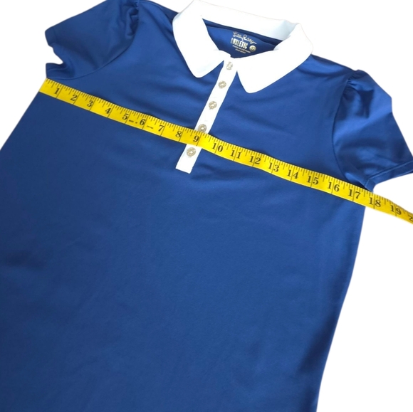 Lilly Pulitzer Luxeletic Frida Puff Sleeve Blue Polo Shirt Women's Size Small - Picture 3 of 15